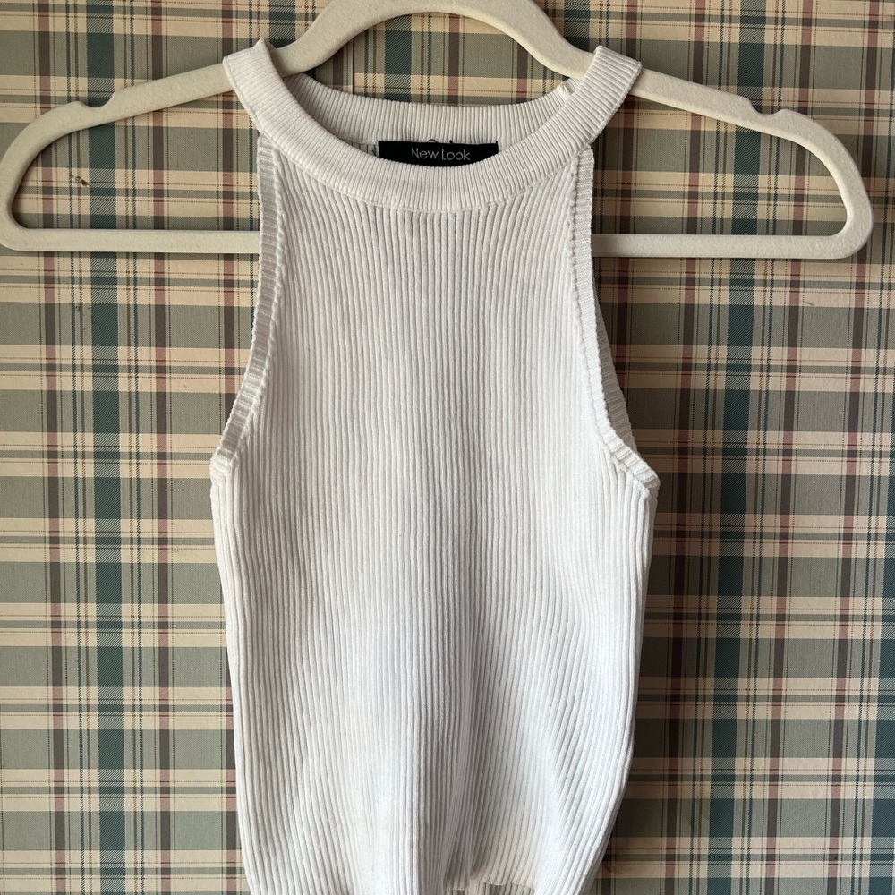 White Ribbed Tank Top